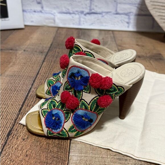 Tory Burch Ellis Embroidered Mules - Picture 4 of 16